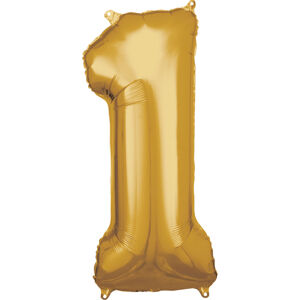 Amscan Balónik fóliový narodeninové číslo 1 zlatý 86cm