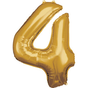 Amscan Balónik fóliový narodeninové číslo 4 zlatý 86cm