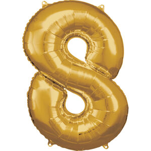 Amscan Balónik fóliový narodeninové číslo 8 zlatý 86cm