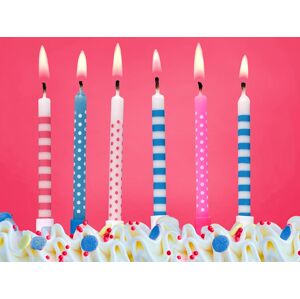 PartyDeco Narodeninové sviečky modré a ružové 6 ks