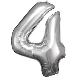Amscan Balónik fóliový narodeninové číslo 4 strieborný 86cm