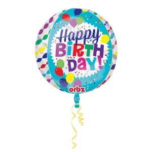 Amscan Fóliový balón Happy Birthday - priesvitný 38 x 40 cm