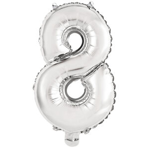 Amscan Mini fóliový balón číslo 8 strieborný 33 cm
