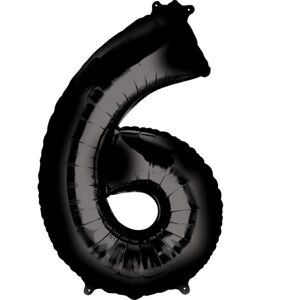 Amscan Balónik fóliový narodeninové číslo 6 čierny 86 cm