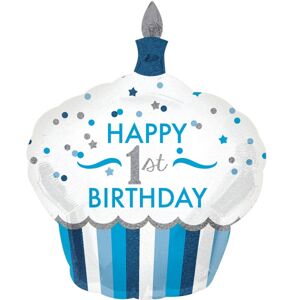 Amscan Modrý balón v tvare cupcake - 1. narodeniny