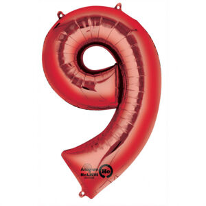 Amscan Balónik fóliový narodeninové číslo 9 červený 86 cm