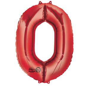 Amscan Balónik fóliový narodeniny číslo 0 červený 86cm