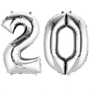 Amscan Fóliový balón v tvare čísla 20 strieborný