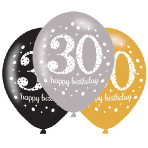 Amscan Latexové balóny narodeninové číslo 30 - 6 ks