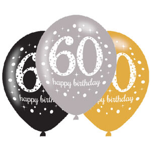 Amscan Latexové balóny narodeninové číslo 60 - 6 ks