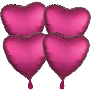 Amscan Fóliové balóny sada srdce satén - magenta 4 ks