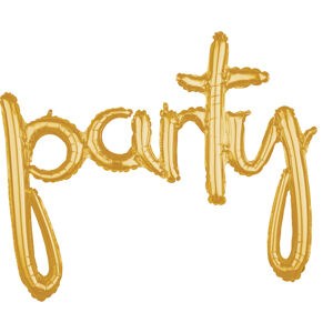 Amscan Fóliový balón písané písmo "party" zlatý