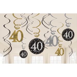 Amscan Dekorácia Víry 40. narodeniny - Trblietavá zlatá