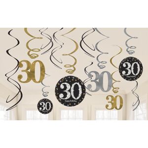 Amscan Dekorácia Víry 30. narodeniny - Trblietavá zlatá