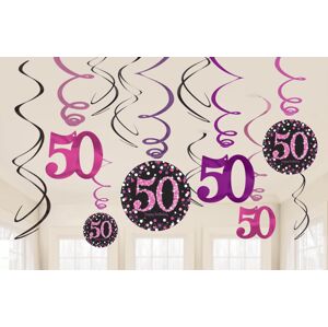 Amscan Dekorácia Víry 50. narodeniny - Trblietavá ružová
