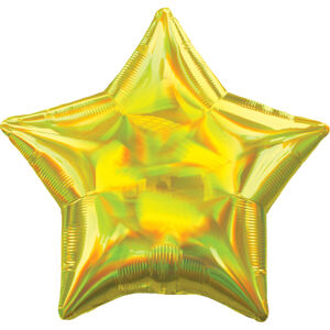 Amscan Fóliový balón - Holografická žltá Hviezda