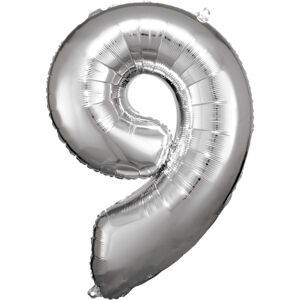 Amscan Balónik fóliový narodeninové číslo 9 strieborný