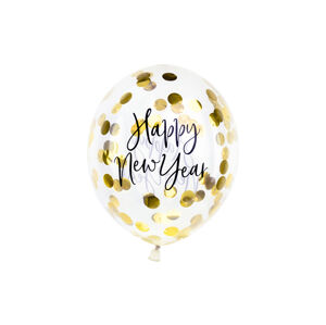 PartyDeco Sada latexových balónov s konfetami - Happy New Year 3 ks
