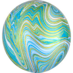 Amscan Guľatý fóliový balón - mramorový modrozelený