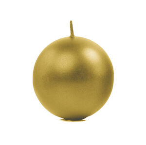 PartyDeco Sviečka - guľa, metalická zlatá 8 cm