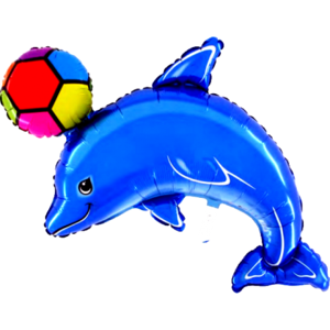 BP Fóliový balón - delfín s loptou (modrý)