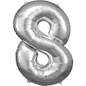Amscan Balónik fóliový narodeninové číslo 8 strieborný 86 cm