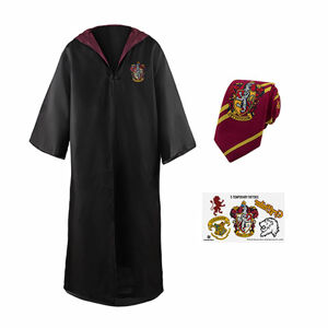 Brandecision Sada plášť, kravata a 5 tetovaní Harry Potter - Chrabromil Veľkosť - dospelý: XS