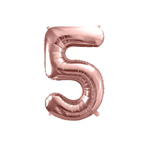 PartyDeco Fóliový balón narodeninové číslo 5 ružovo-zlatý