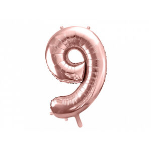 PartyDeco Fóliový balón narodeninové číslo 9 ružovo-zlatý
