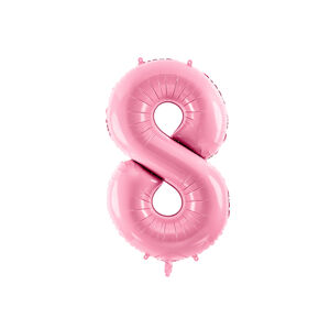 PartyDeco Fóliový balón narodeninové číslo 8 ružový 86cm
