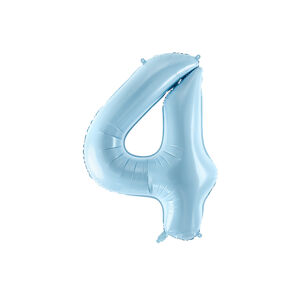 PartyDeco Fóliový balón narodeninové číslo 4 svetlomodrý
