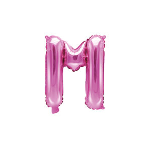 PartyDeco Fóliový balón Mini - Písmeno M 35 cm ružový