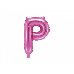 PartyDeco Fóliový balón Mini - Písmeno P 35 cm ružový