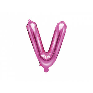 PartyDeco Fóliový balón Mini - Písmeno V 35 cm ružový