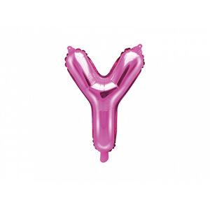 PartyDeco Fóliový balón Mini - Písmeno Y 35 cm ružový