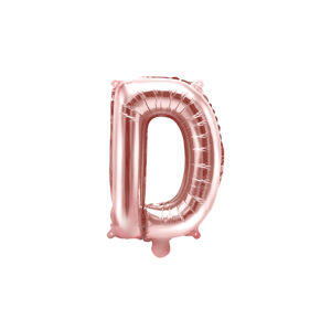 PartyDeco Fóliový balón Mini - Písmeno D 35 cm ružovo-zlatý