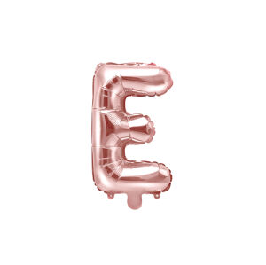 PartyDeco Fóliový balón Mini - Písmeno E 35 cm ružovo-zlatý