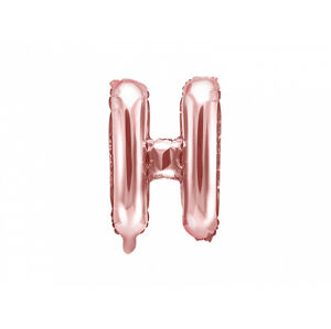 PartyDeco Fóliový balón Mini - Písmeno H 35 cm ružovo-zlatý