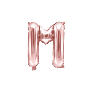 PartyDeco Fóliový balón Mini - Písmeno M 35 cm ružovo-zlatý