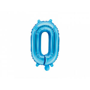 PartyDeco Fóliový balón Mini - Číslo 0 modrý 35cm