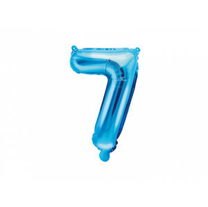 PartyDeco Fóliový balón Mini - Číslo 7 modrý 35cm