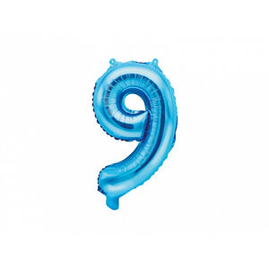 PartyDeco Fóliový balón Mini - Číslo 9 modrý 35cm