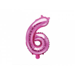 PartyDeco Fóliový balón Mini - Číslo 6 ružový 35cm