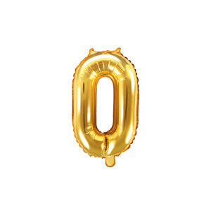 PartyDeco Fóliový balón Mini - Číslo 0 zlatý 35cm