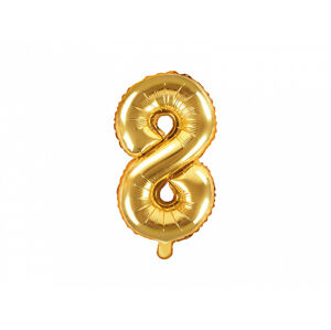 PartyDeco Fóliový balón Mini - Číslo 8 zlatý 35cm