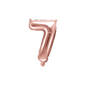 PartyDeco Fóliový balón Mini - Číslo 7 ružovo-zlatý