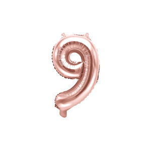 PartyDeco Fóliový balón Mini - Číslo 9 ružovo-zlatý