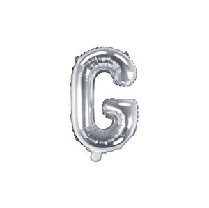 PartyDeco Fóliový balón Mini - Písmeno G 35cm strieborný