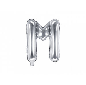 PartyDeco Fóliový balón Mini - Písmeno M 35cm strieborný