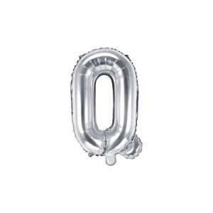 PartyDeco Fóliový balón Mini - Písmeno Q 35cm strieborný